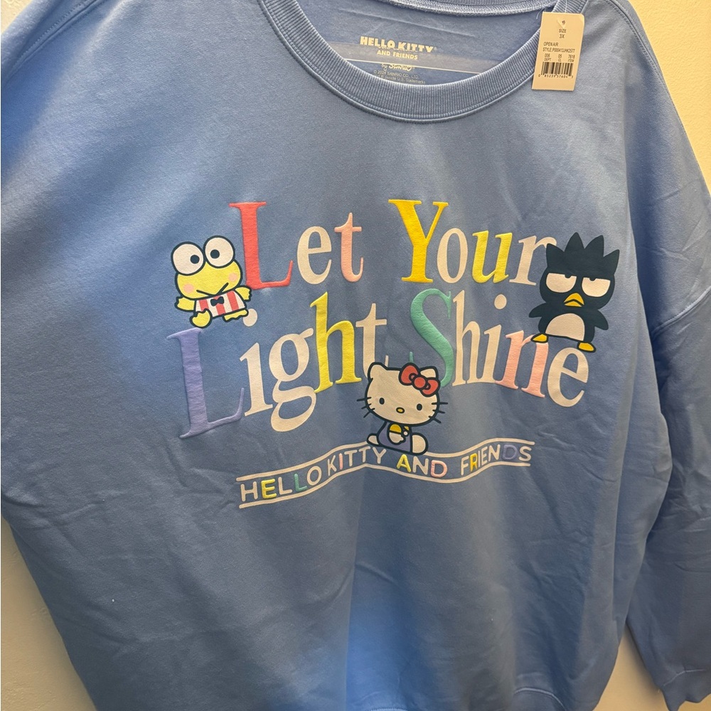 Sanrio Blue 'Let Your Light Shine' Sweatshirt Brand New